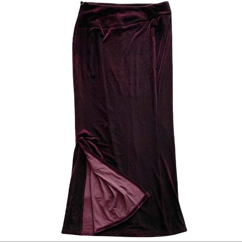 ABS by Allen Schwartz purple velvet maxi skirt, M